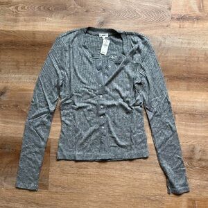 Aerie gray Button-Down Ribbed Shirt